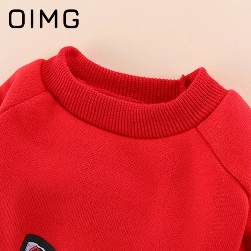 OIMG Tiger Embroidery Dog Pullover Hoodie For Autumn Winter Puppy Clothes Teddy Poodle Pomeranian Handsome Pet Fleece Sweater