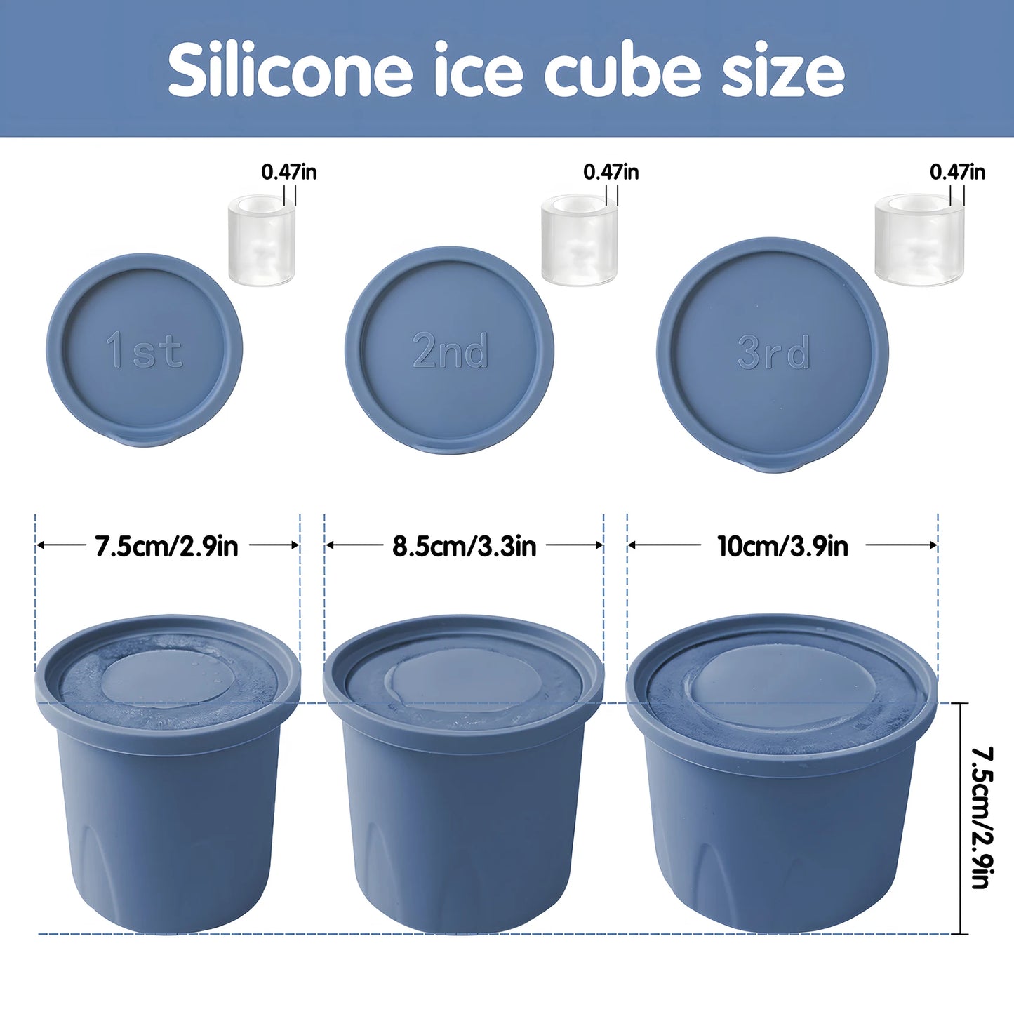 Ice Cube Tray for Stanley Cup, Ice Molds for Stanley Cup Accessories, 3 Sizes Silicone Ice Cube Mold for Ice Drink