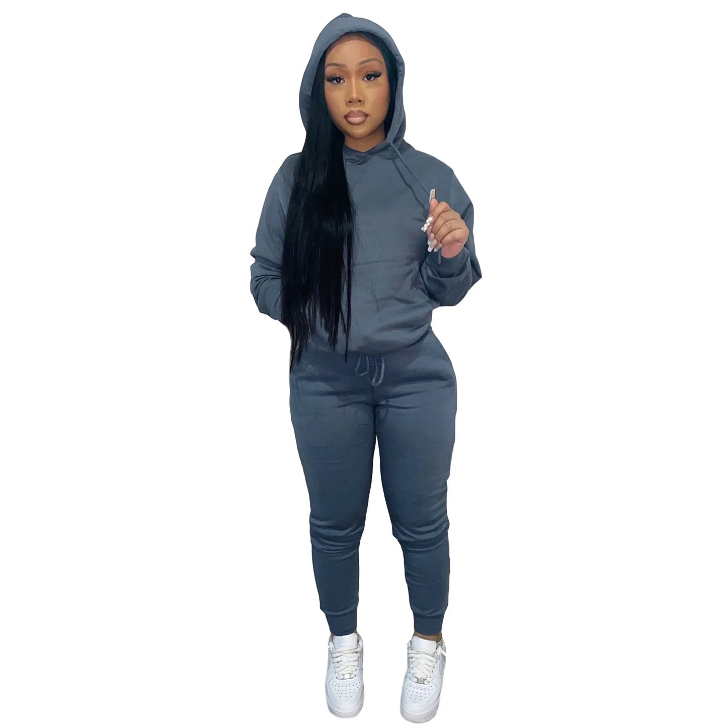 Thick Fleece Sweatpants & Hoodie Top Track Suit Women 2 Piece Jogging Set Outfits Jogger Sport Two Piece sweatsuit Set