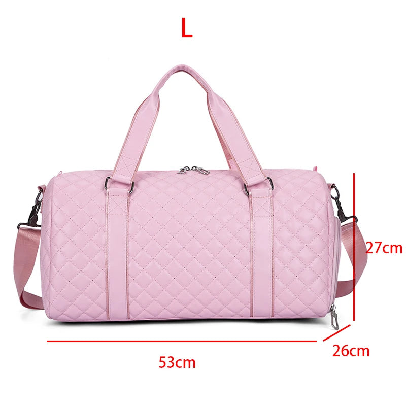 Duffle Tote Gym Fitness Bags for Woman PU Leather Handbag Travel Luggage Shoulder Sports Shoes Pocket Weekend Crossbody Bags