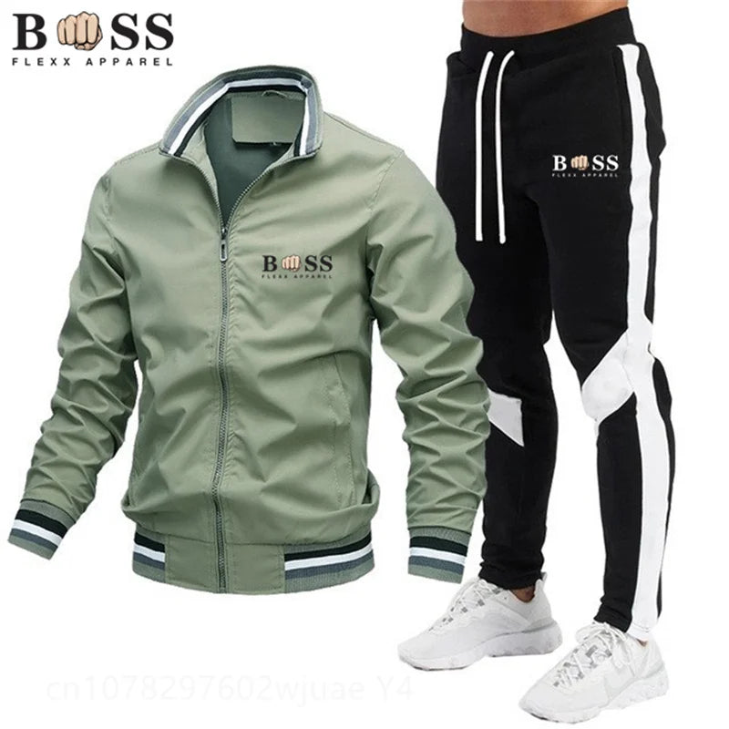 New Mens Tracksuits 2024 Men Sets Sweatshirt+sweatpants Tracksuit Zipper Stand Collar Sports Suit Jogging Fitness Men Clothing