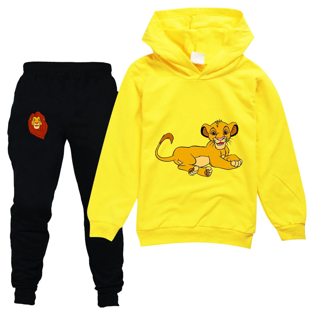 The Lion King Simba Boys Girls Casual Thin Hoodies Black Pants Children Outerwear Clothing Sets Kids Sportswear Suits