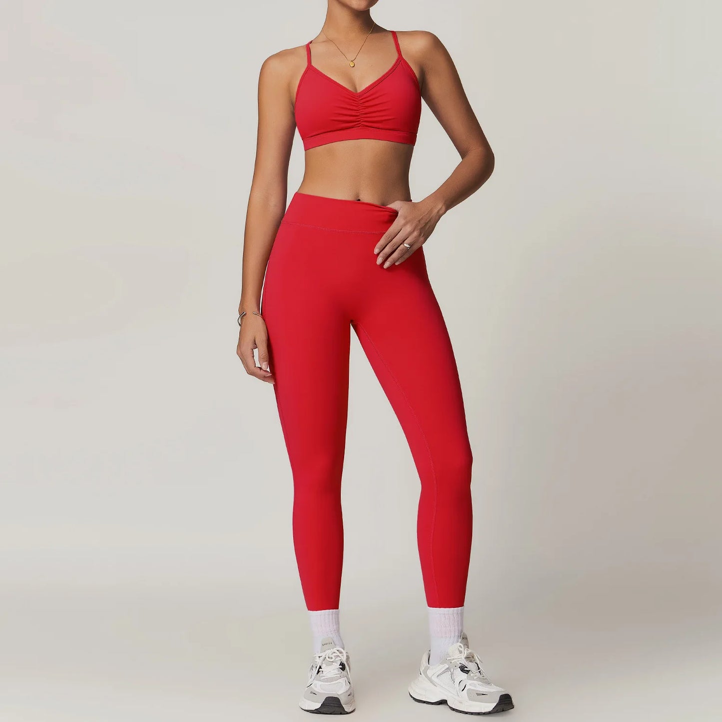 Hearuisavy 2Pcs Yoga Sets Flared Pants Sports Suit Women Fitness Pocket Leggings Running Gym Clothing Female Workout Set Women