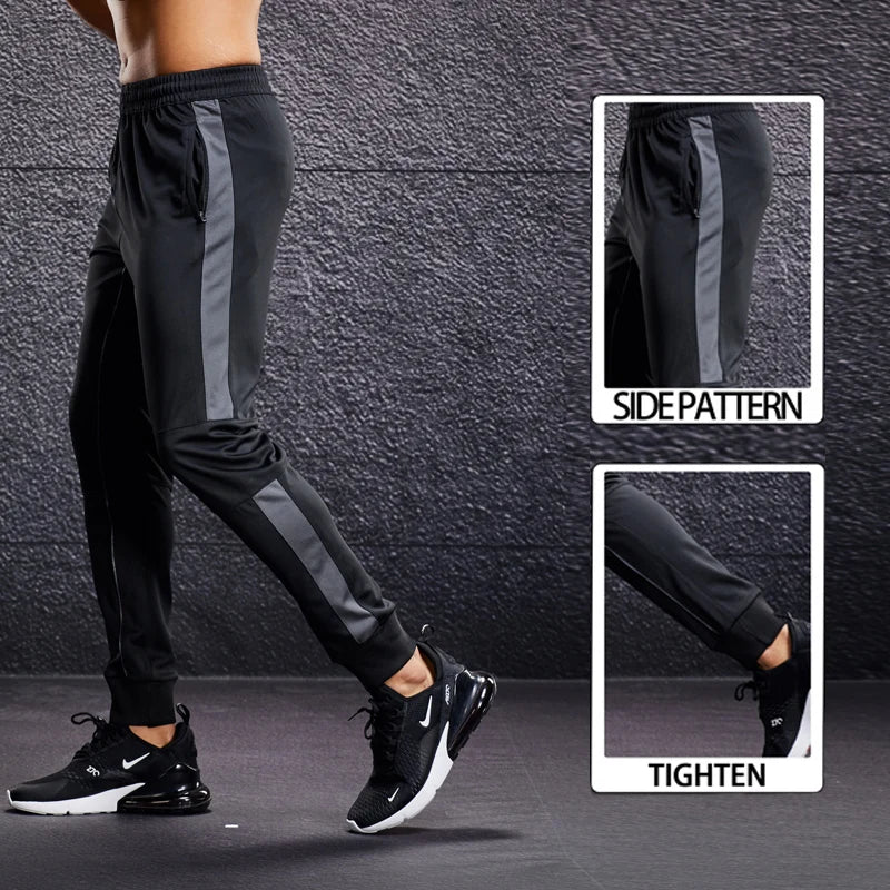 Men Fitness Running Sport Pants with Zipper Pockets Training Joggings Sweatpants Basketball Soccer Trousers Plus Size for Male