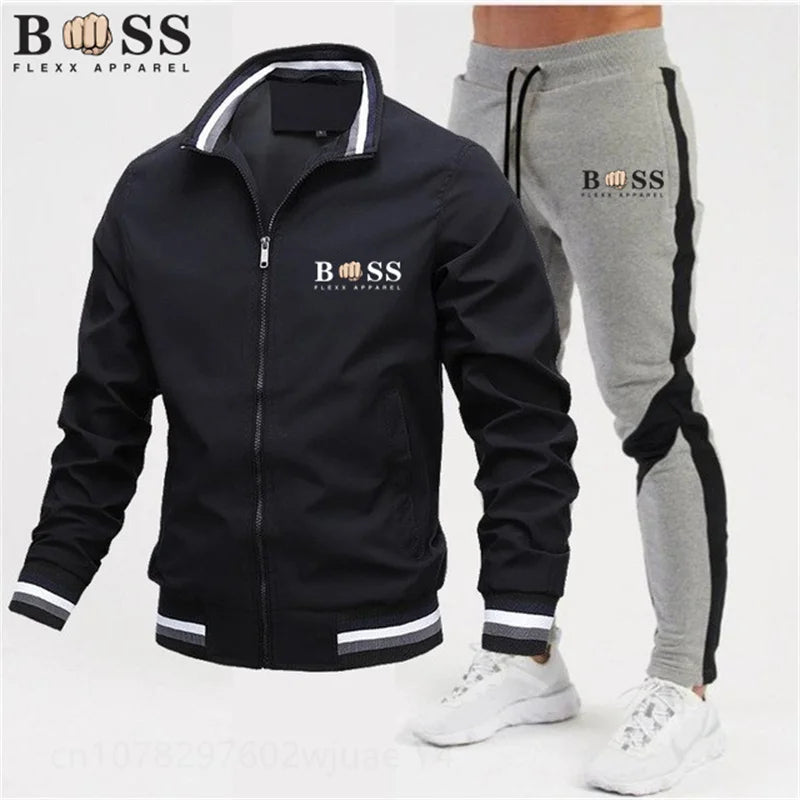 New Mens Tracksuits 2024 Men Sets Sweatshirt+sweatpants Tracksuit Zipper Stand Collar Sports Suit Jogging Fitness Men Clothing