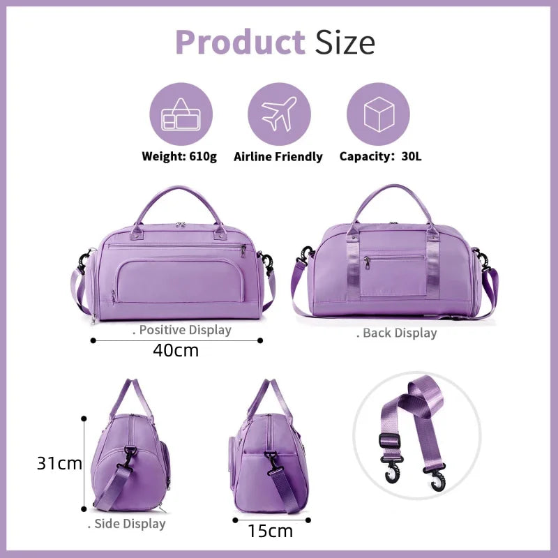 Gym Bag Duffle Bag Weekend Bag Overnight Hospital Bag with Shoes Compartment and Wet Pocket Travel Bag Holdall for Men Women