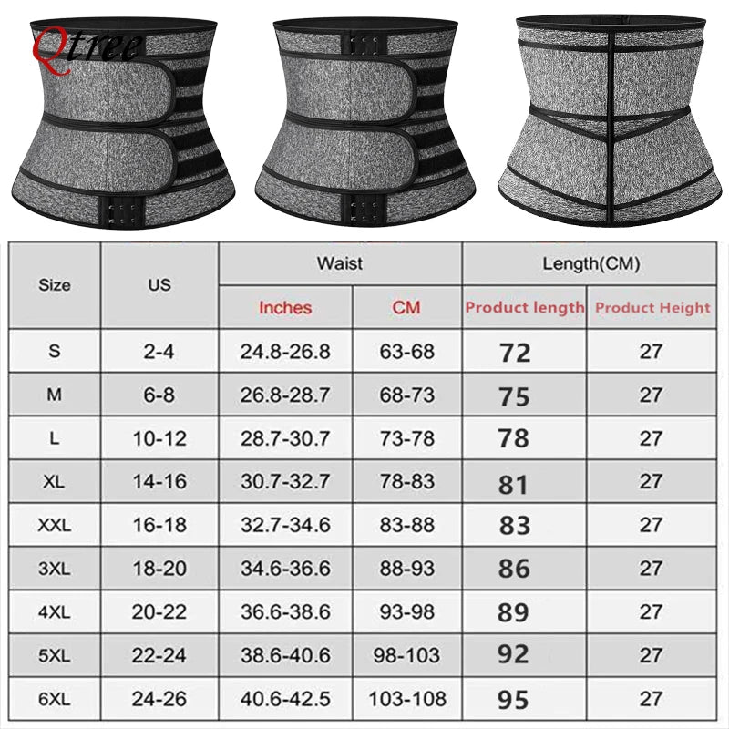 Qtree Women Waist Trainer Sauna Sweat Cincher Workout Trimmer Belt Weight Loss Girdle Body Shaper Compression Slimming Corset