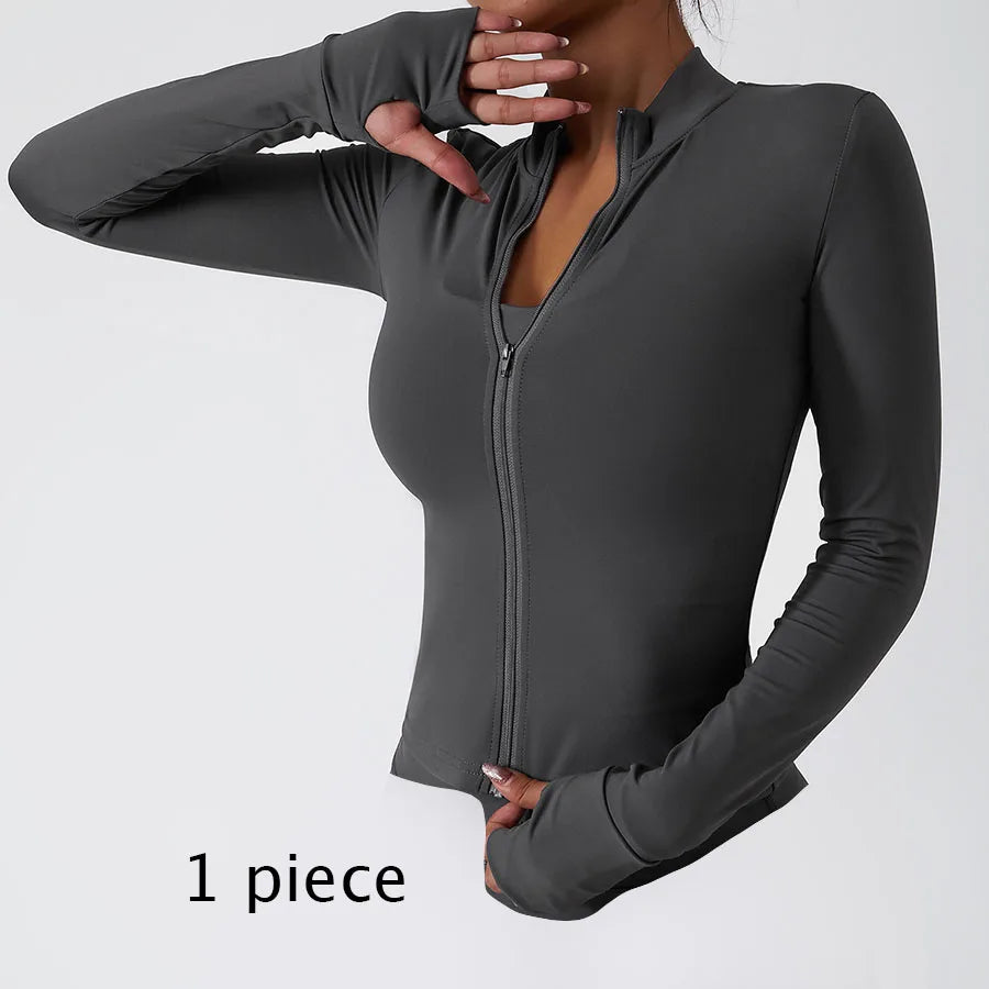 Yoga Set Women Gym Quick-drying Long-sleeved Coat Training Workout Sportswear Clothing Fitness Leggings Sports Bra Running Suits