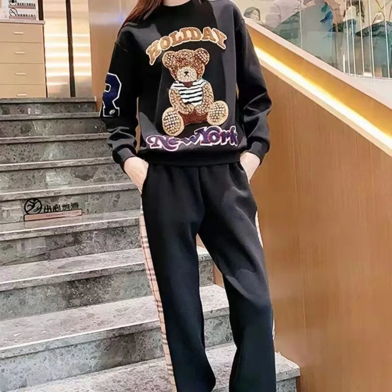 Women's Casual Fashion Plush Sweater Sweat Suits 2024 Spring And Autumn Winter New Temperament Matching Two Piece Sets For Women