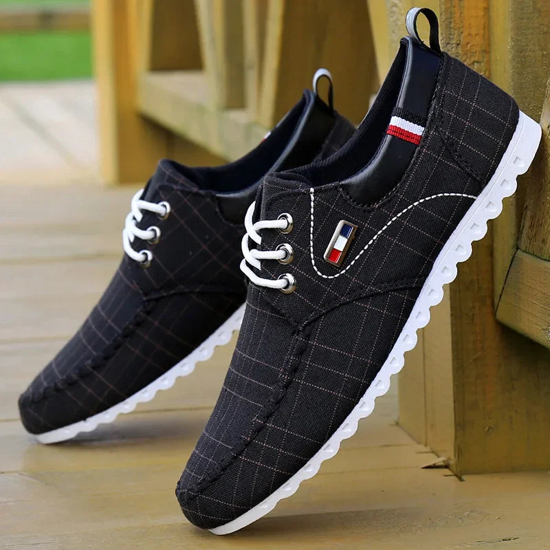 Men's Sneaker Lace-Up Light Soft Sports Casual Shoes for Men Linen Comfort Breathable Footwear Dress Shoe 45-46 Large Size Flats