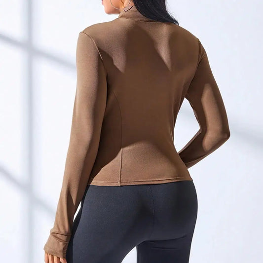 Long Sleeve Sportswear Women's High Elasticity Full Zip Yoga Jacket for Running Workout Slimming Fitness for Body for Women's