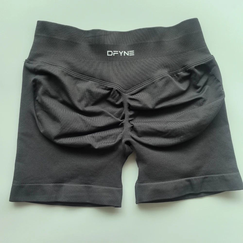 Dfyne Impact Shorts Low Ribbed Band Yoga Shorts Seamless Scrunch Bum Workout Gym Shorts Booty Stretch Running Shorts Fitness