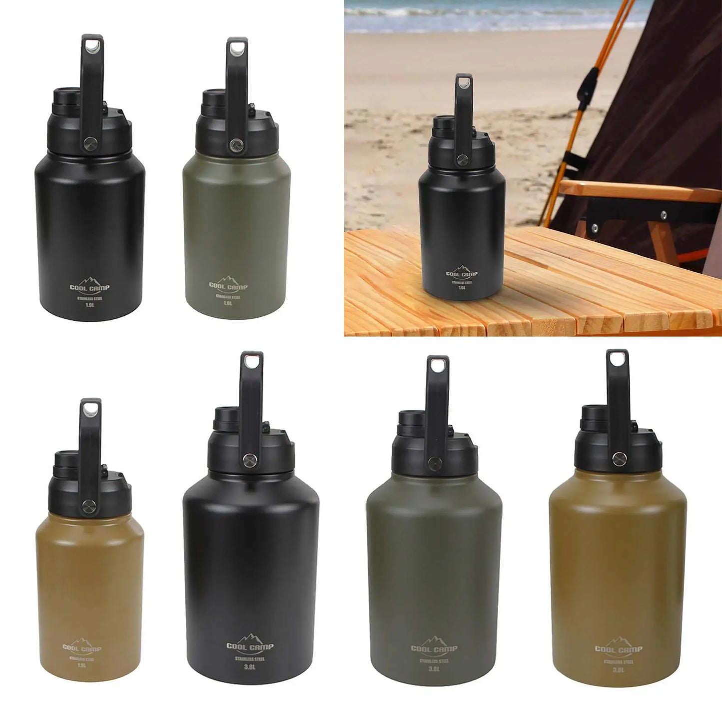 Gallon Insulated Water Bottle Leakproof Water Canteen for Camping Gym Travel