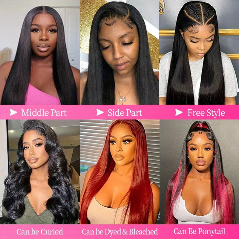 13x6 Straight HD Lace Front Human Hair Wigs For Women Pre Plucked Transparent Lace Frontal Wigs With Baby Hair Natural Color Wig