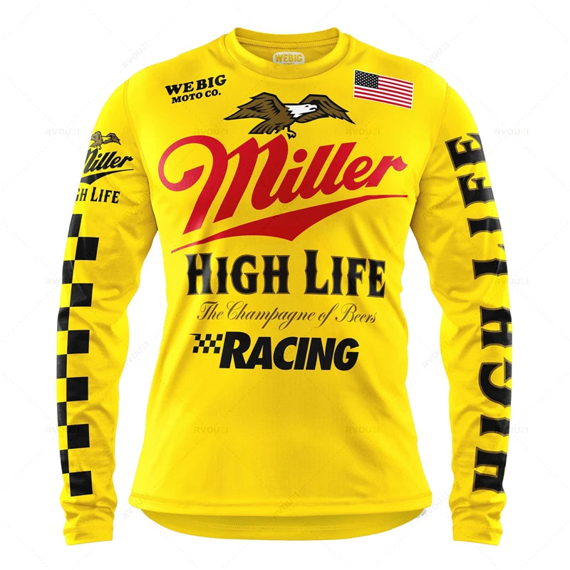 Motorcycle Mountain Bike Downhill Jersey, MTB Offroad DH Bicycle Locomotive Shirt, Cross Country Fishing Hunting Clothes