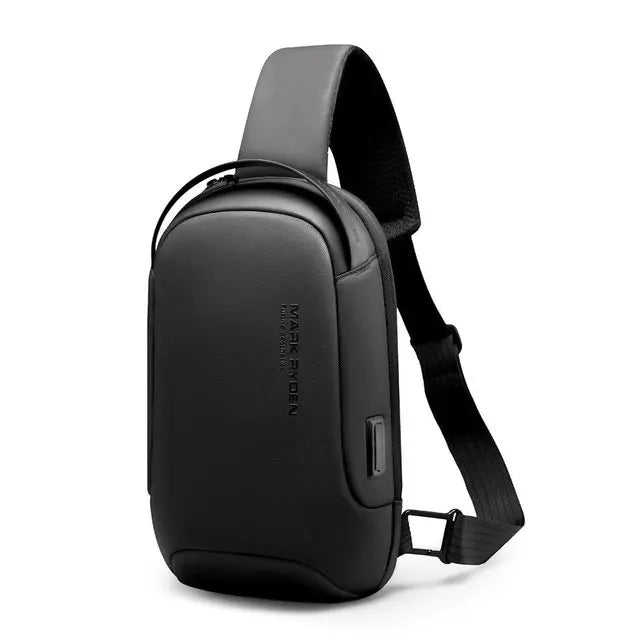 Mark Ryden Anti-theft Male Crossbody Bag USB Charging Shoulder Bag Water-resistant Messenger Sling Bag Short Trip Men Chest Bag