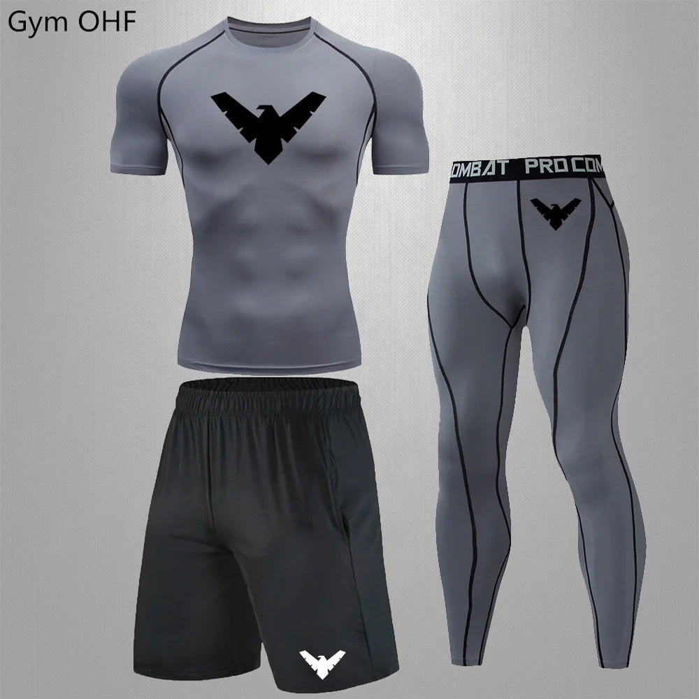 Nightwing Men's Compression Sportswear Suits Gym Tights Training Clothes Workout Jogging Running Set Rashguard Tracksuit For Men