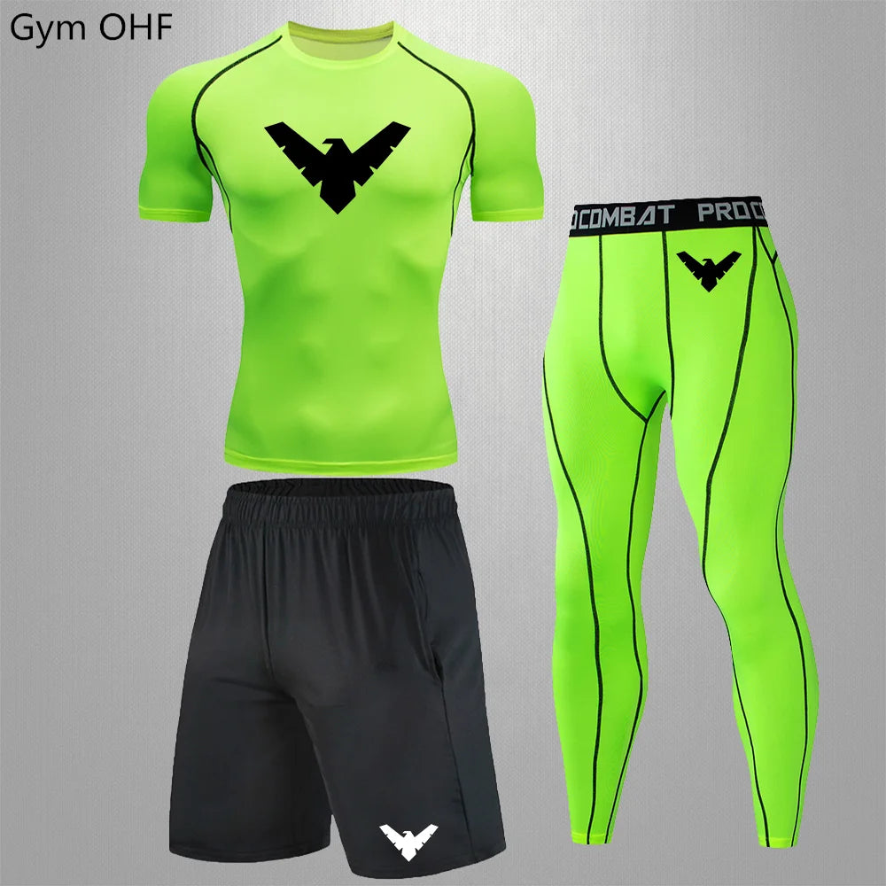 Nightwing Men's Compression Sportswear Suits Gym Tights Training Clothes Workout Jogging Running Set Rashguard Tracksuit For Men