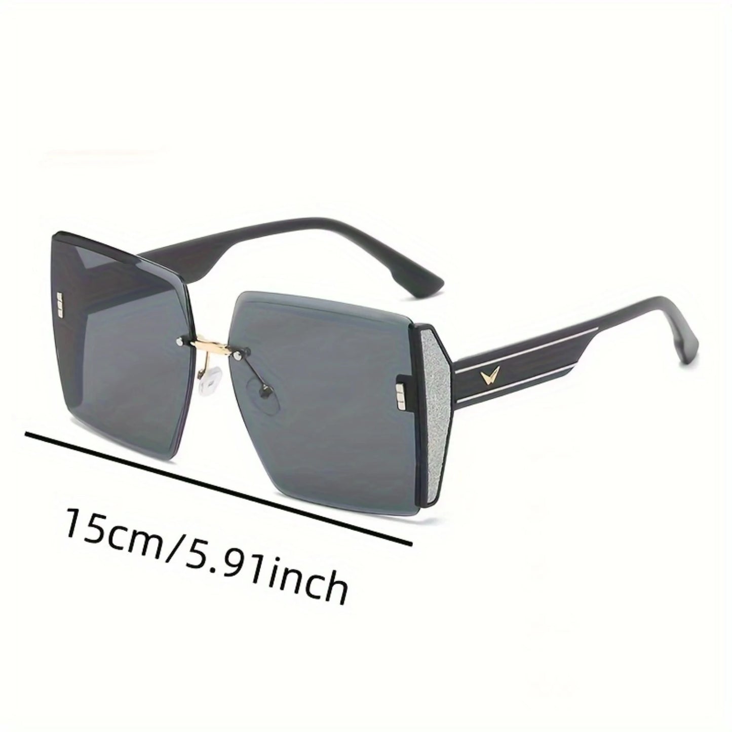 New Rimless Sunglasses, Womens Retro Trend, Light Luxury, Large Frame Sunglasses, Tourist Street Photography, Anti-glare Sungla