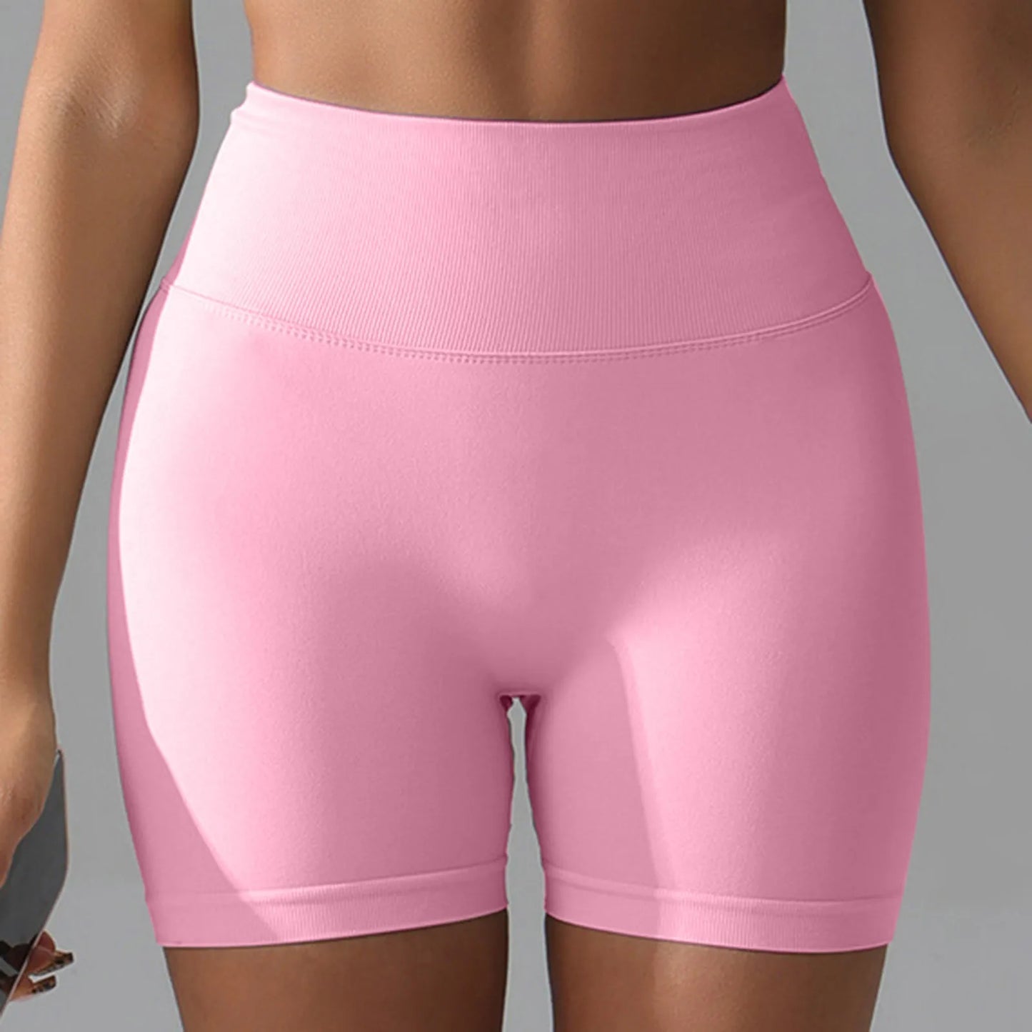 Gym Shorts Women Fitness Sports Biker 4.5" Low Ribbed Band Impact Shorts Workout Scrunch Butt Yoga Seamless Leggings