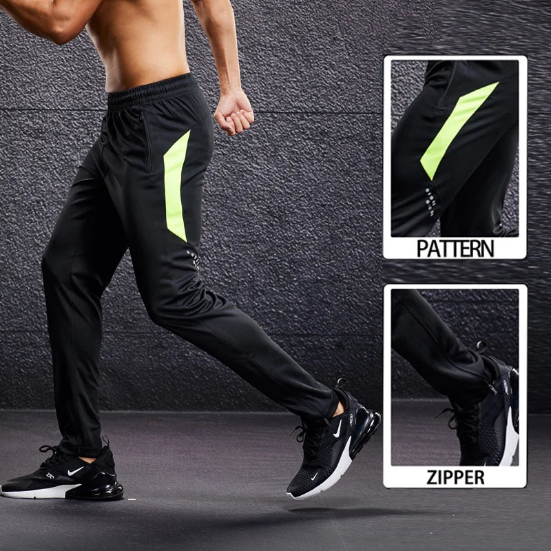 Men Fitness Running Sport Pants with Zipper Pockets Training Joggings Sweatpants Basketball Soccer Trousers Plus Size for Male