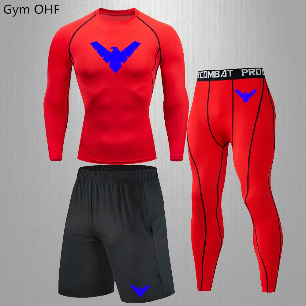 Nightwing Men's Compression Sportswear Suits Gym Tights Training Clothes Workout Jogging Running Set Rashguard Tracksuit For Men