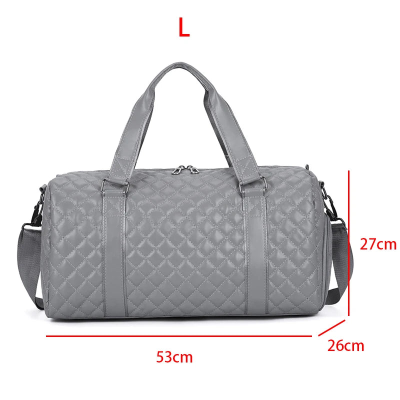 Duffle Tote Gym Fitness Bags for Woman PU Leather Handbag Travel Luggage Shoulder Sports Shoes Pocket Weekend Crossbody Bags