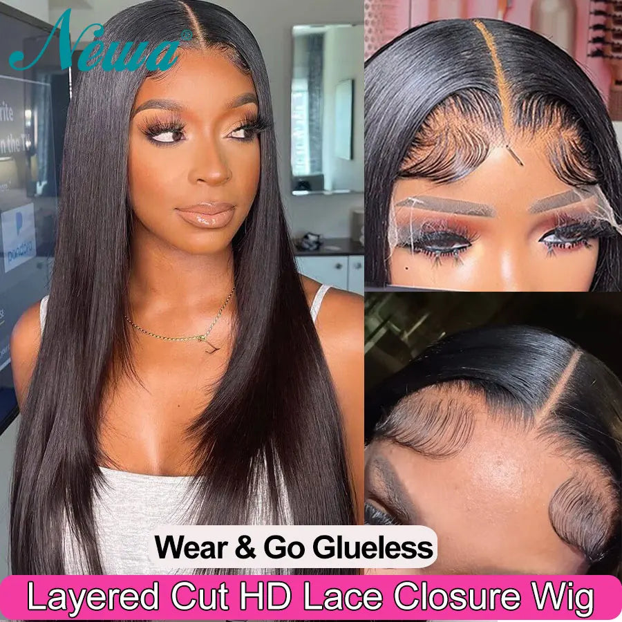 HD Lace Glueless Wigs Layered Cut Straight 5x5 6x6 HD Lace Closure Wigs 13x4 13x6 HD Lace Frontal Human Hair Wigs Pre Plucked