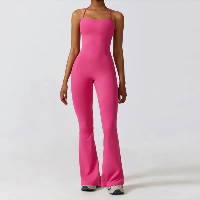 One-piece Yoga Suit Bell Bottoms Gym Set Women Sports Jumpsuit Women Fitness Rompers Stretch Workout Flare Leggings Bodysuits