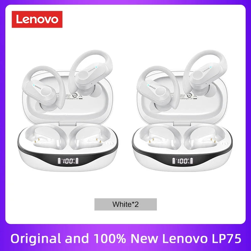 Original Lenovo LP75 TWS Bluetooth V5.3 Headphones Wireless LED Digital Display Earphones Noise Reduction Waterproof Headset New