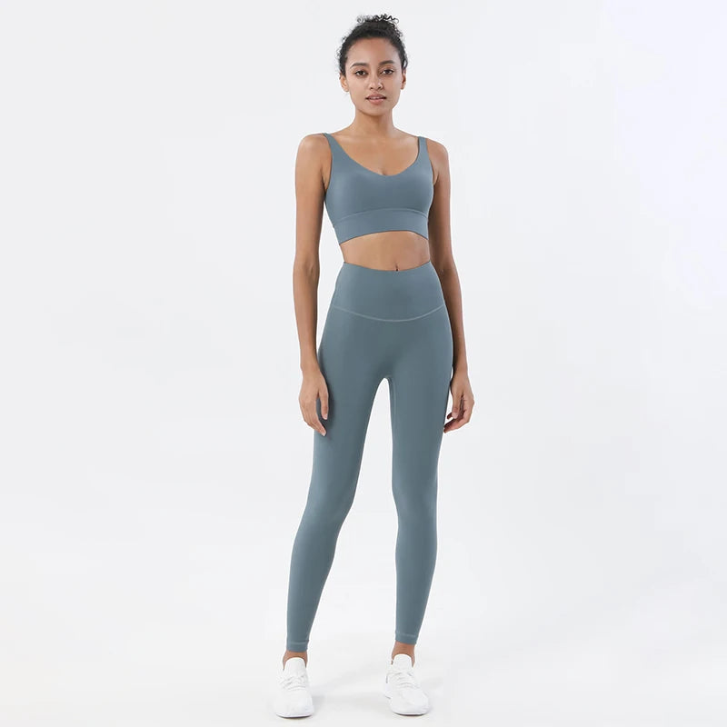 SOISOU Gym Clothes For Women Yoga Set Fitness Suit Women's Tracksuit Leggings Top Bra Sport Elastic Breathable Golf Sportswear