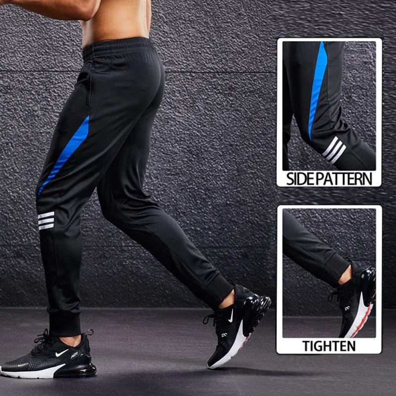 Men Fitness Running Sport Pants with Zipper Pockets Training Joggings Sweatpants Basketball Soccer Trousers Plus Size for Male