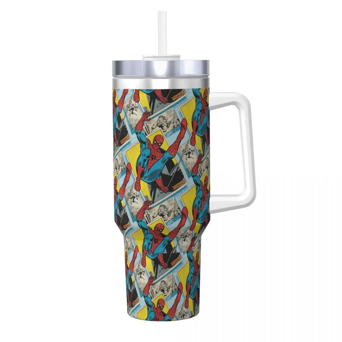 Spider-Man Swinging Out Of Comic Stainless Steel Tumbler Travelist Car Mugs 40oz Coffee Mug Insulated Hot Drinks Water Bottle