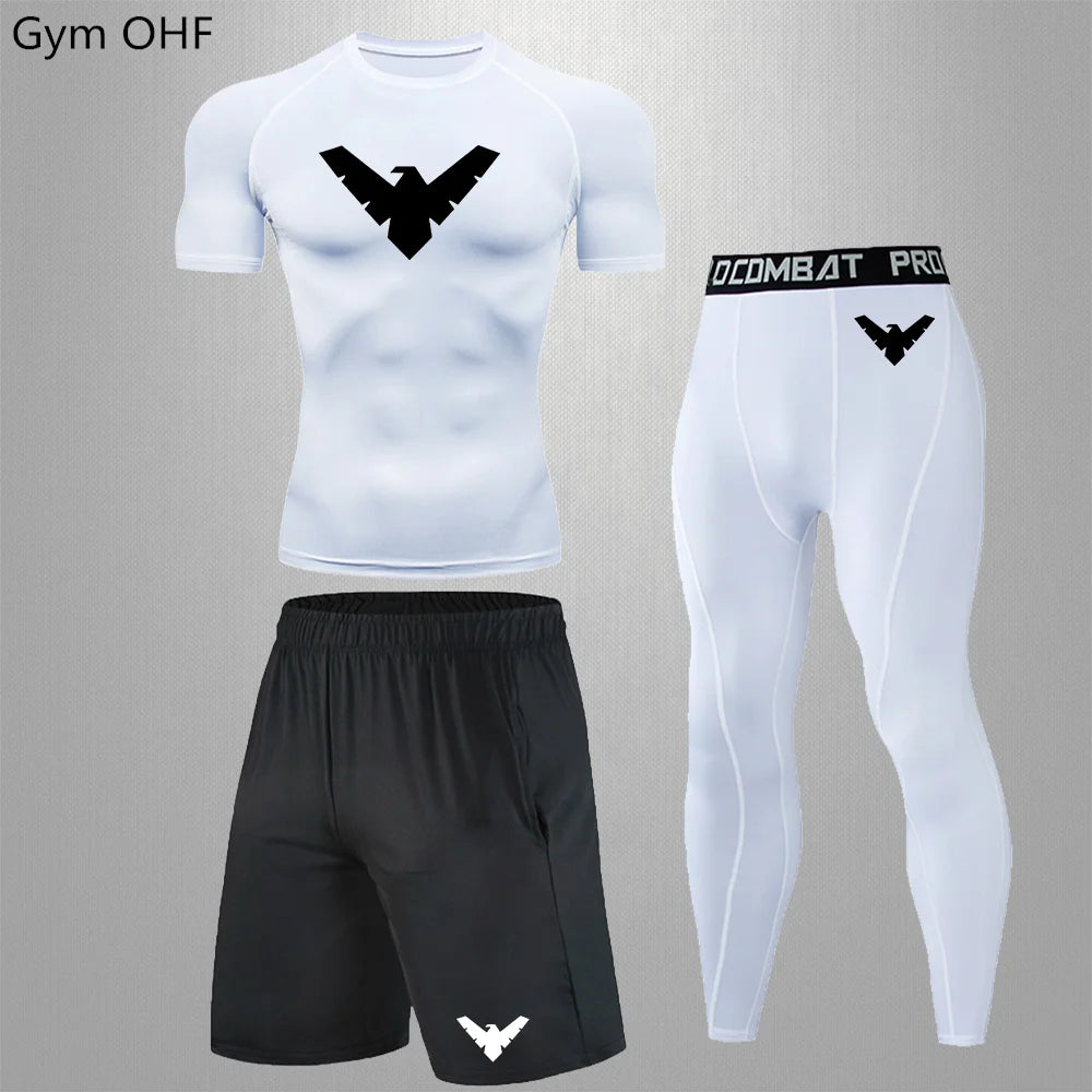 Nightwing Men's Compression Sportswear Suits Gym Tights Training Clothes Workout Jogging Running Set Rashguard Tracksuit For Men