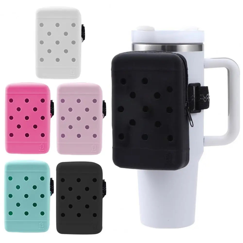 Workout Cup Holder Adjustable Silicone Water Bottle Pouch with Phone Holder for Sports Gym Capacity Tumbler Bag Accessories