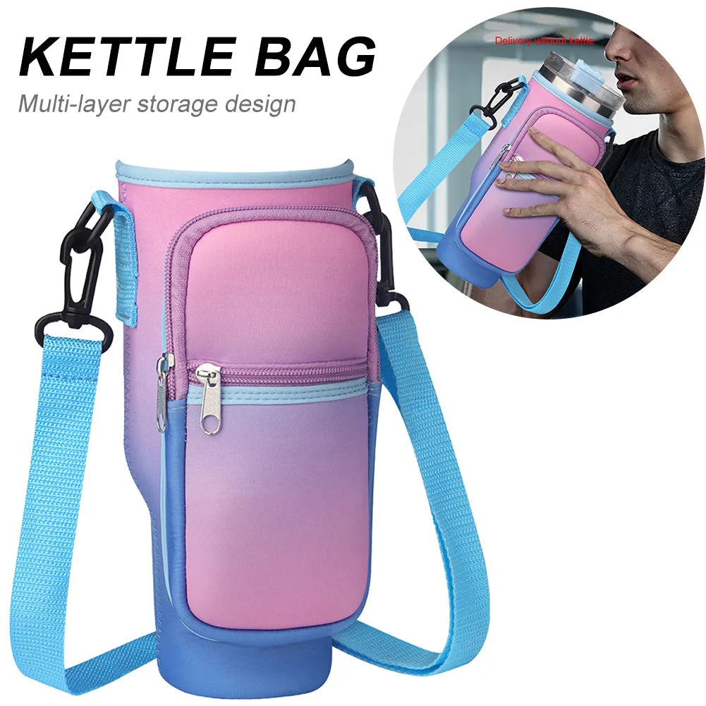 40oz Water Bottle Cover Bag Pouch With Adjustable Straps Neoprene Water Pouch Holder Bottle Carrier Bag For Stanley Quencher Cup