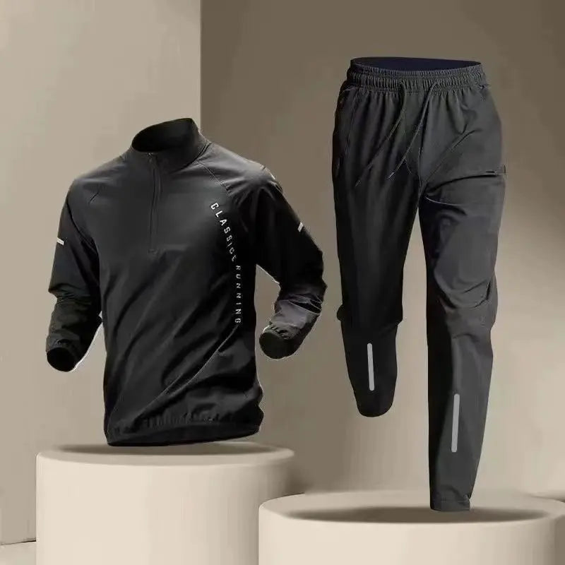 2024 Summer Men's Quick Dry Jacket Suit Two-piece Outdoor Fitness Running Sets Sports Jogging Pants Workout Clothes Sportswear