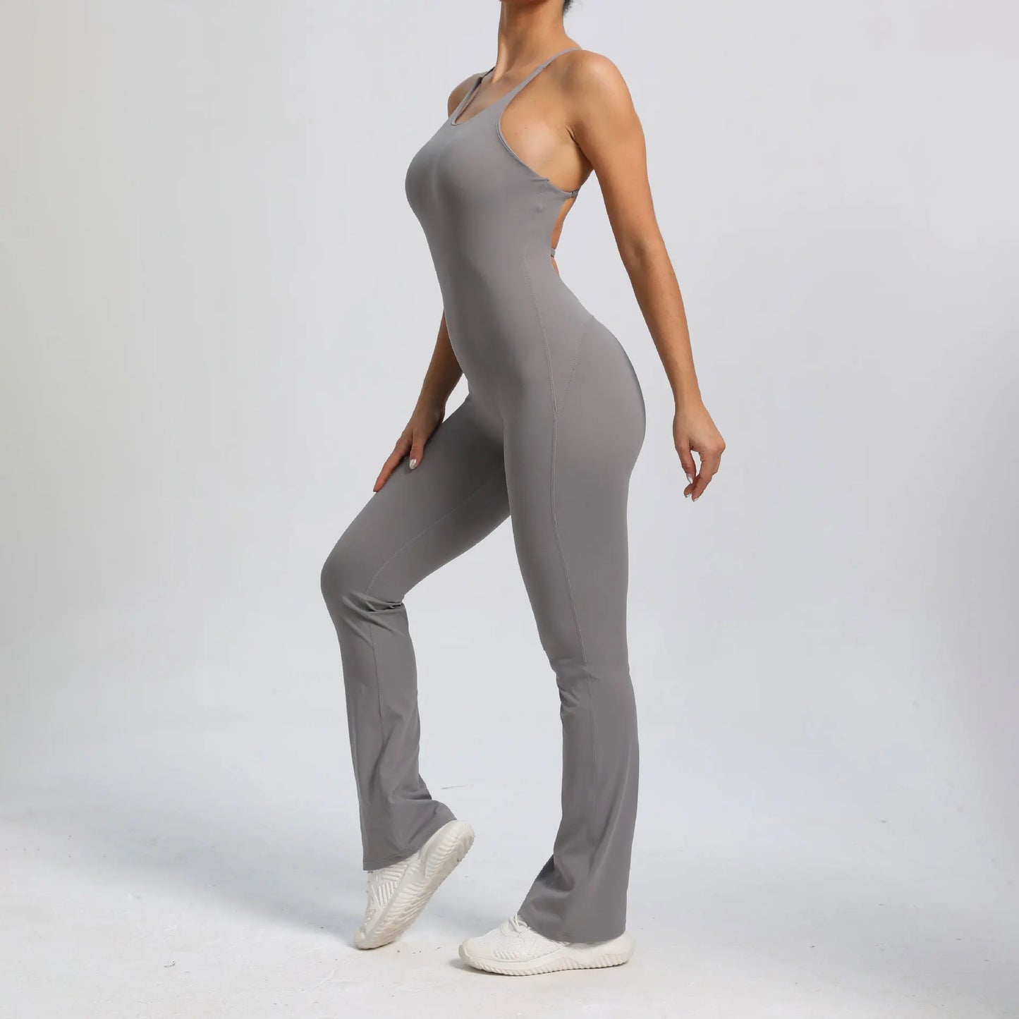 2024 Sportwear Fitness Yoga Set Workout Flared Legging One Piece Jumpsuit Pants Exercise Active Wear Bodysuit