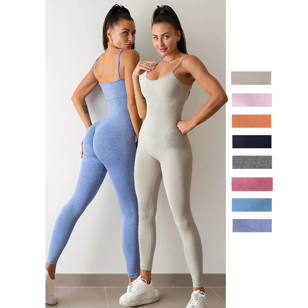 Seamless Yoga Jumpsuits Sports Fitness Hip-lifting Straps One-Piece Running Leggings Bodysuits Workout Gym Tracksuits for Women