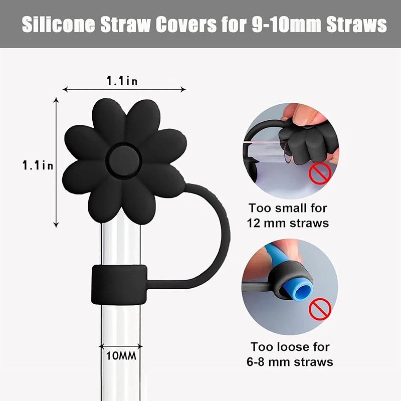 1pcs Flower Silicone Straw Covers For Stanley Cup Cute Silicone Flower Shape Drinking Dust Cap Straw Tips Cover Cup Accessories