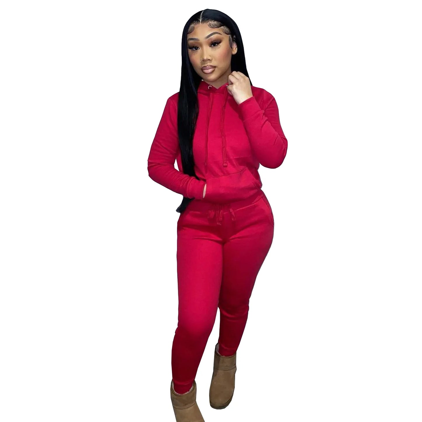 Thick Fleece Sweatpants & Hoodie Top Track Suit Women 2 Piece Jogging Set Outfits Jogger Sport Two Piece sweatsuit Set