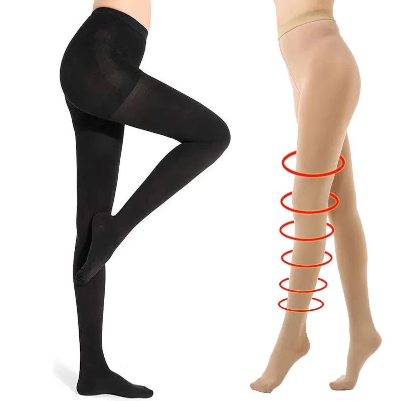 Compression Pantyhose for Women  23-32 MmHg Graduated Compression Stockings Firm Support Opaque High Waist Tights