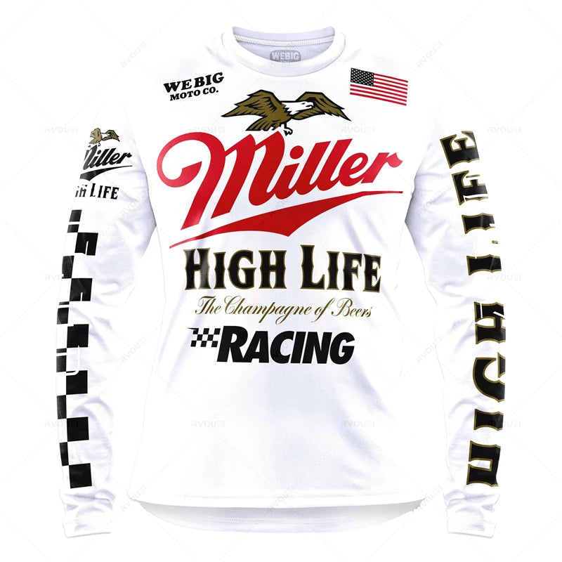 Motorcycle Mountain Bike Downhill Jersey, MTB Offroad DH Bicycle Locomotive Shirt, Cross Country Fishing Hunting Clothes