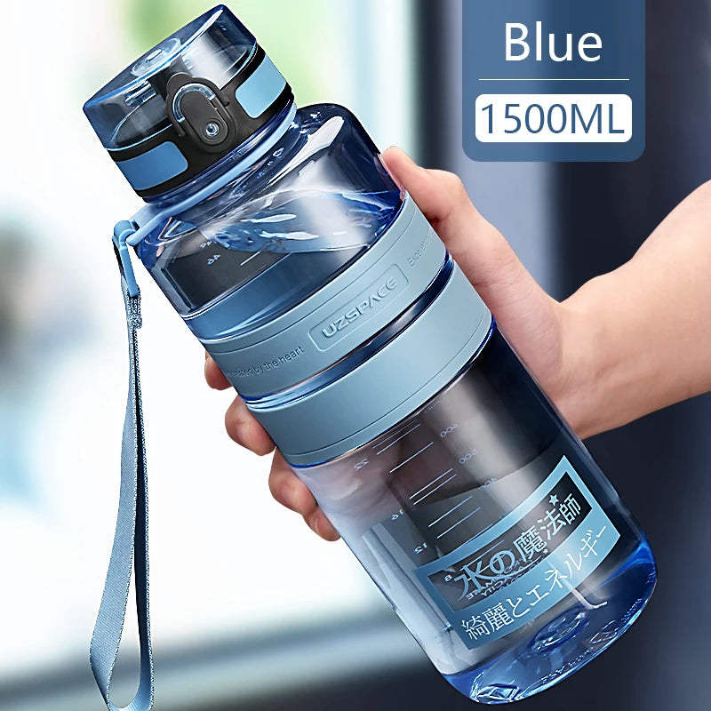 1L 1.5L 2L Fitness Sports Water Bottle Large Capacity Eco-Friendly Plastic Portable Leakproof Shaker Fruit Drink Bottle BPA Free