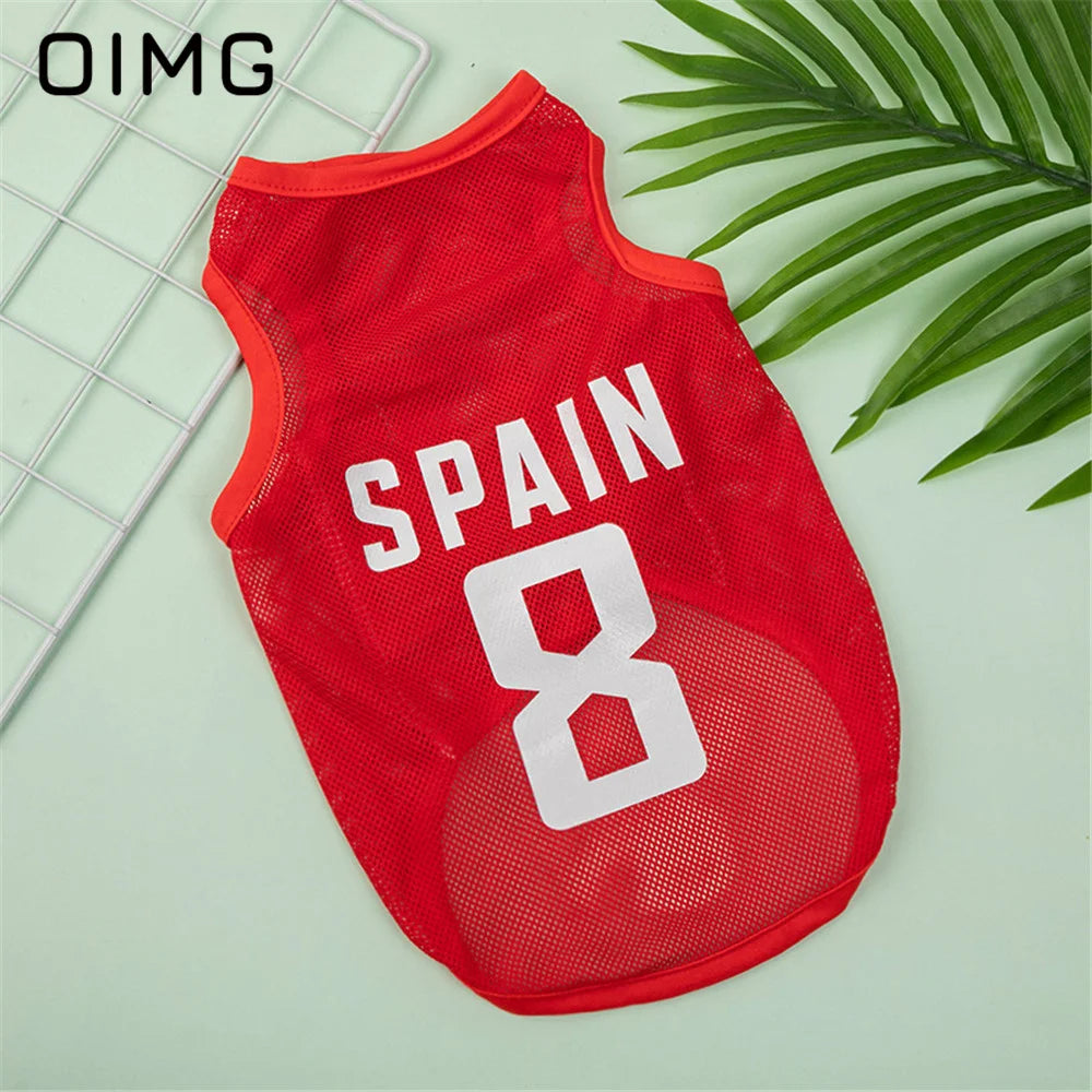 OIMG Thin Cat Dog Clothes Teddy Bichon Pomeranian Mesh Vest Spring Summer Small Dogs Sportswear Breathable Pet Jersey Tank Top