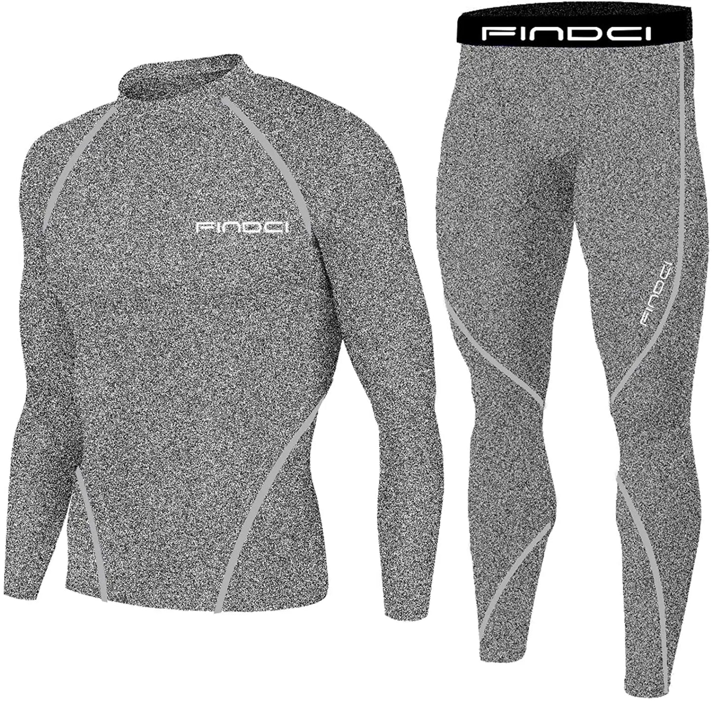 Findci Men's Sports Running Set Compression Shirt + Pants Skin-Tight Long Sleeves Quick Dry Fitness Tracksuit Gym Yoga Suits