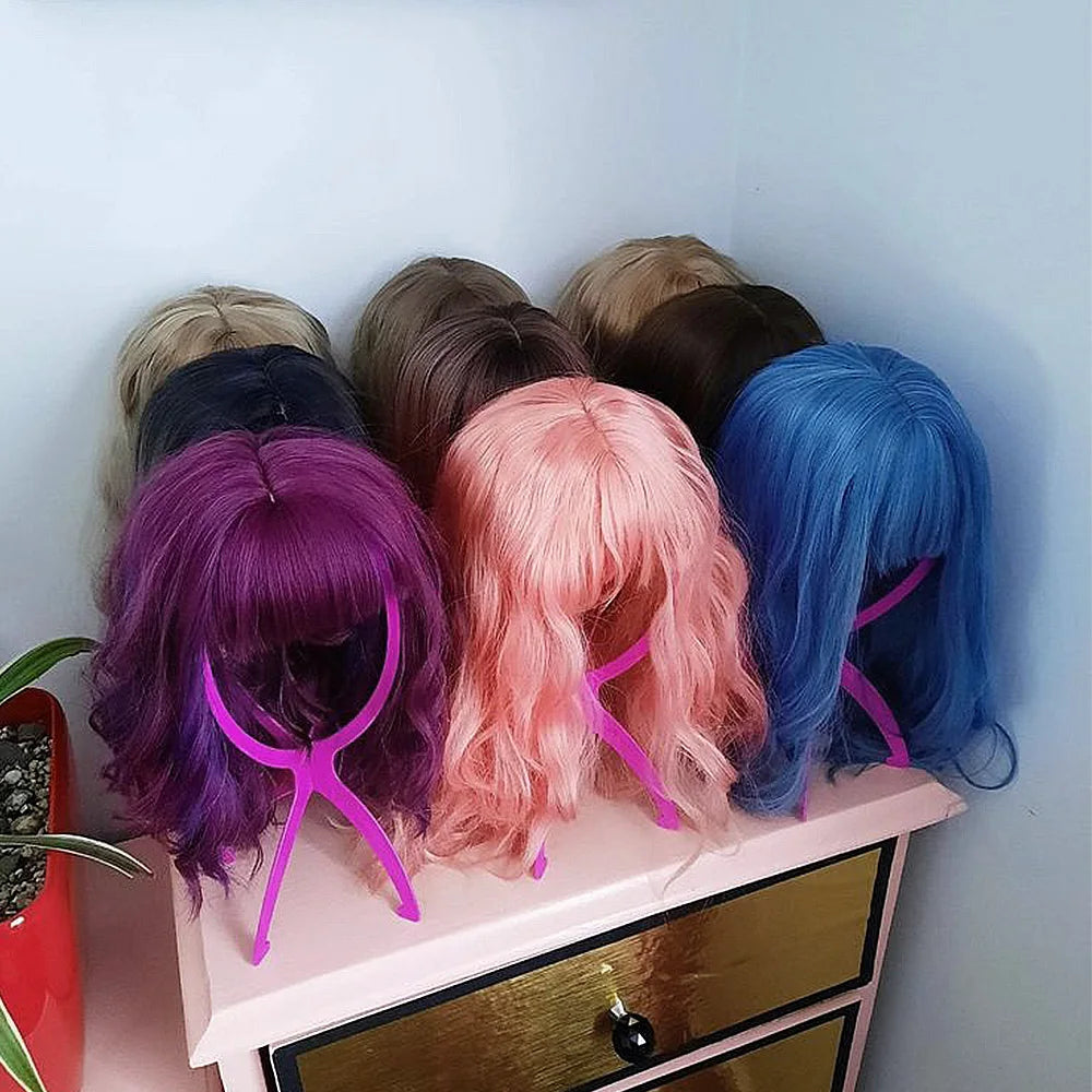 Wigundle Link Together Synthetic Wig Stands Plastic Hat Display Wig Head Holders Mannequin Head/Stand Portable Folding Wig Stand