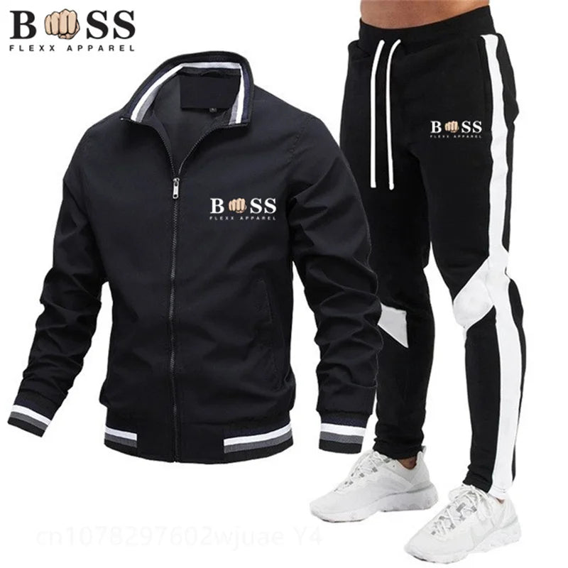 New Mens Tracksuits 2024 Men Sets Sweatshirt+sweatpants Tracksuit Zipper Stand Collar Sports Suit Jogging Fitness Men Clothing