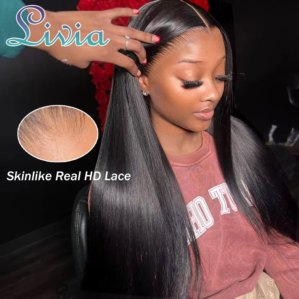 13x4 13x6 Bone Straight Lace Frontal Wigs Human Hair Pre Plucked HD Transparent Lace Frontal Wig For Women 200 Density HD Wigs