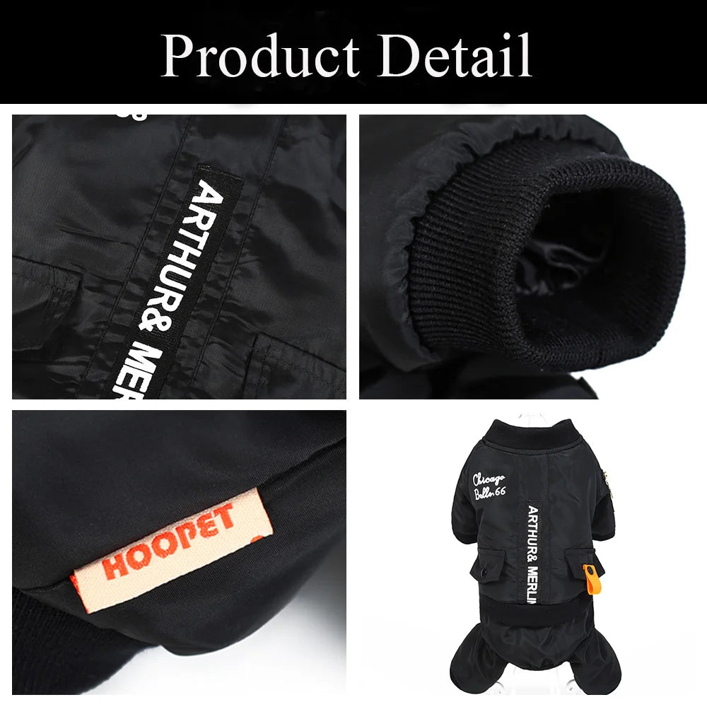 HOOPET Little and Large Dog Jumpsuit Clothes Warm Hoodie Waterproof Pet Coat Winter Jacket For Small Medium Big dogs